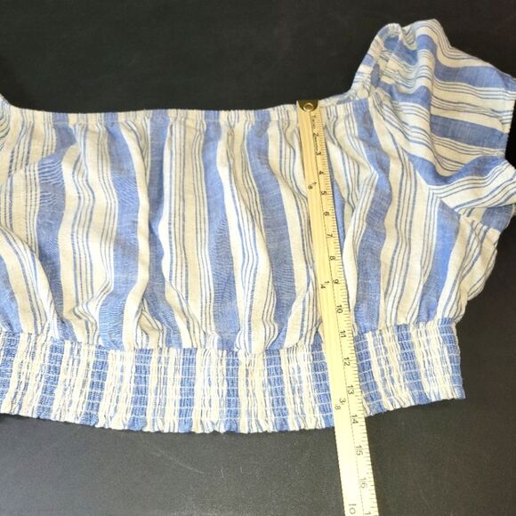 New Torrid Linen Striped Off Shoulder Crop Top 5 5X - Picture 10 of 12